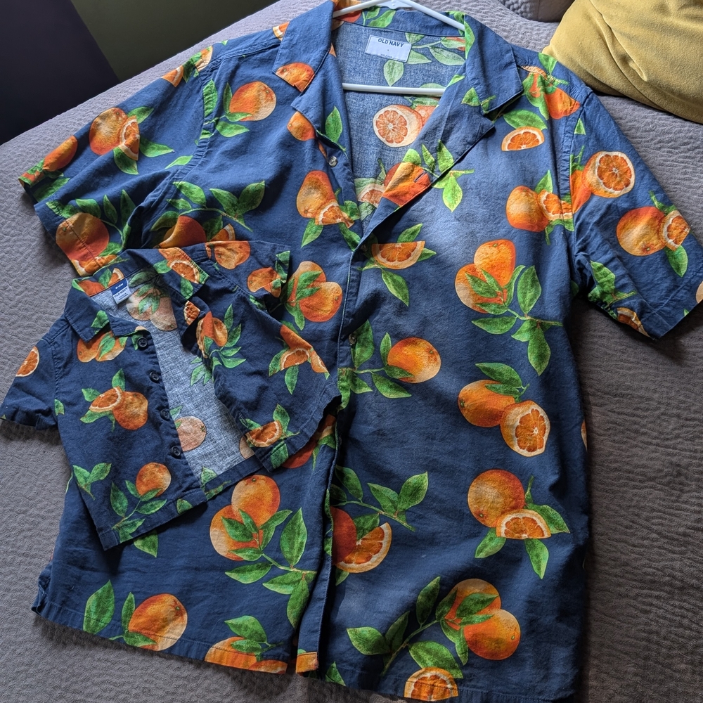 Vibrant Orange Print Short Sleeve Shirt